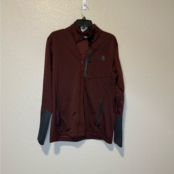 The North Face Mens Full Zip Jacket Burgundy Gray Trim Large L - Picture 1 of 3
